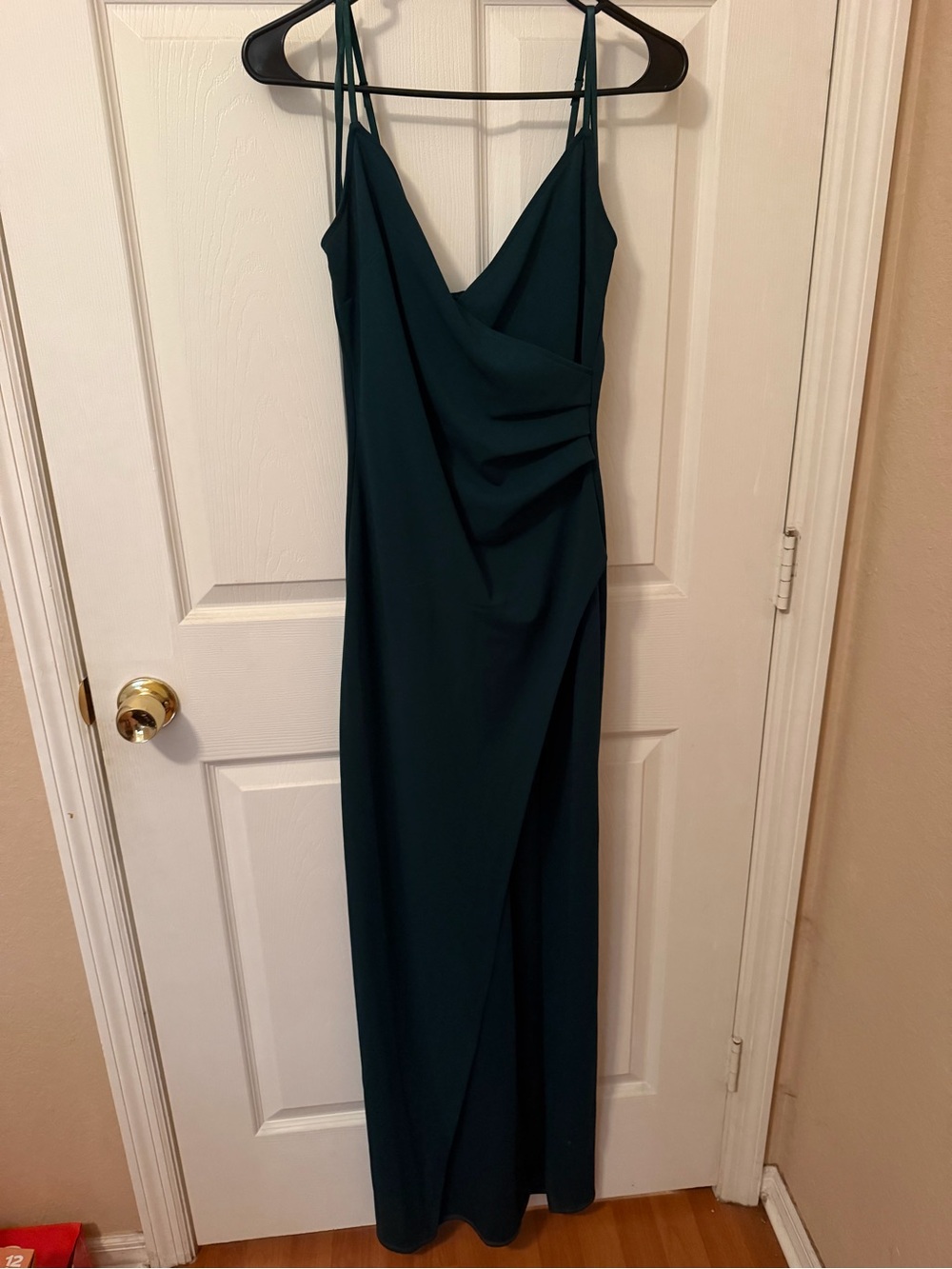 Windsor Teal Maxi Slip Dress with Draped Side